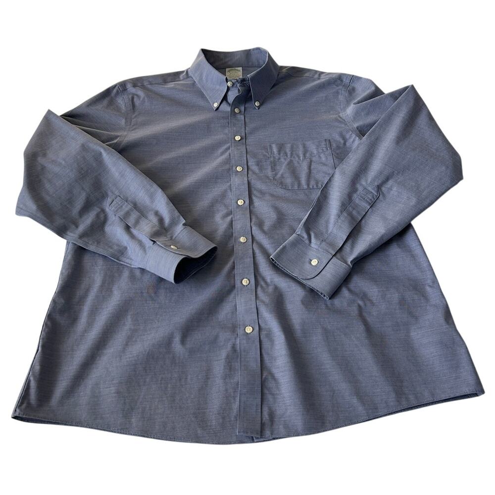 Brooks Brothers Shirt Men's Blue Supima Cotton Button Down 17-35 Milano Fit